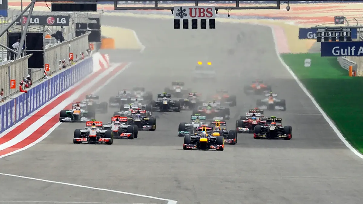 Vy över racerbanan Bahrain International Circuit.