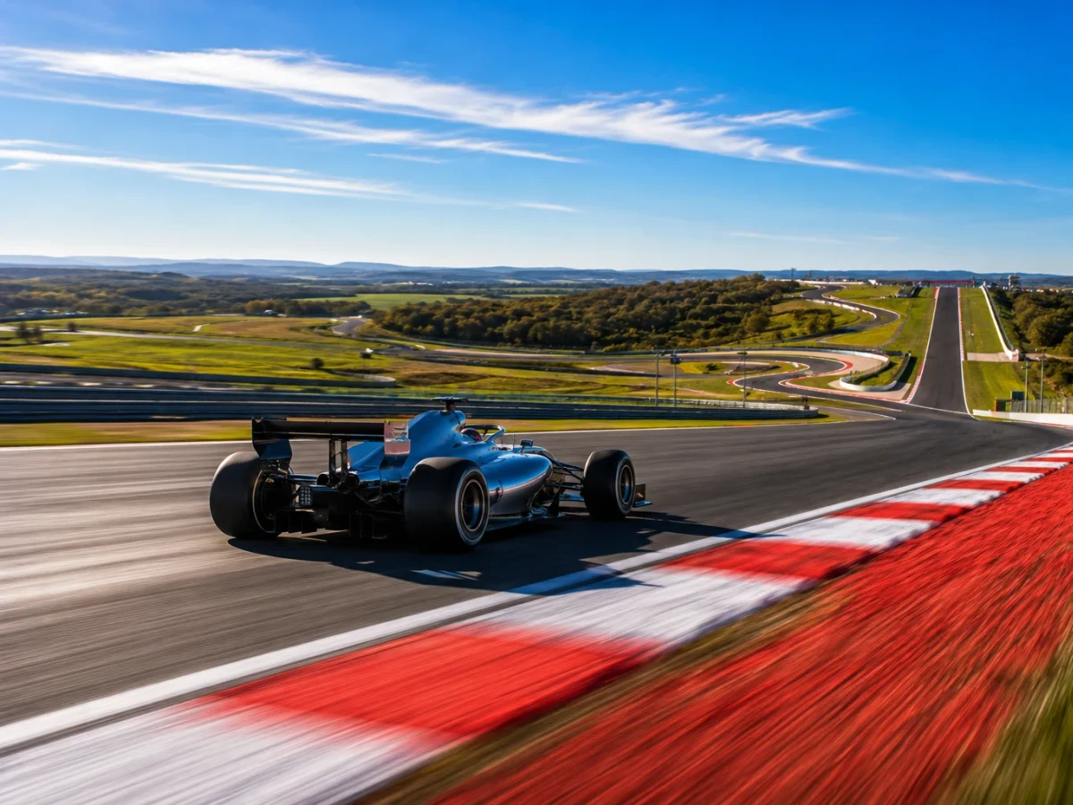 Två formel 1-banor sida vid sida, ett trångt gatlopp med betongväggar och en bred permanent bana med generösa avåkningszoner.